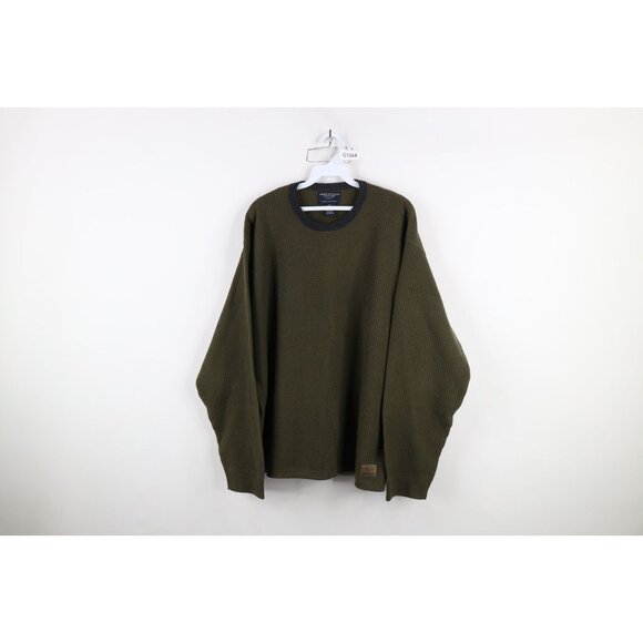 Vtg 90s Y2K American Eagle Mens XL Faded Lambswool Thermal Waffle Knit Sweater